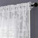 OVZME White Sheer Curtains 108 inches Long 2 Panels for Living Room, Jacquard Clip Leaf Pattern Textured Light Filtering Window Semi Sheer Voile Drapes for Bedroom, Each Panel 52 x 108 Inch