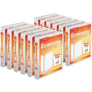 Cardinal Economy 3-Ring Binders, 1", Round Rings, Holds 225 Sheets, ClearVue Presentation View, Non-Stick, White, Carton of 12 (90621)