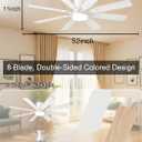 JSAITEE 52 inch Ceiling Fan with Light Remote Flush Mount White