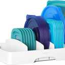 YouCopia StoraLid Food Container Lid Organizer for Kitchen Cabinet Storage with 5 Adjustable Dividers, 10.5''D  13.4''W  3.3''H, Large Classic Edition, White