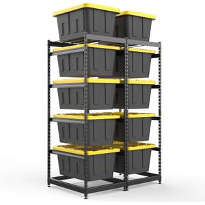 FERO 27 Gallon Tote Storage Rack, Heavy-Duty Storage Bin Rack Organizer, 5-Tier Standing Storage Bin Shelves, 250 lb Capacity, Maximize Space for Garage, Warehouse, Utility(Totes Not Included)