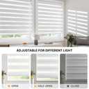 LazBlinds No-Drill Cordless Zebra Blinds - Dual Layer Light Filtering & Room Darkening, Free-Stop Lift, Easy Install, Day & Night Privacy with Valance for Window 35" W x 48" H, White