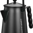 CAMPINGMOON 1.5L Campfire Kettle Stainless Steel Camping Kettle Black BKSW-6