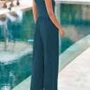 PRETTYGARDEN Summer Sleeveless Jumpsuits for Women Dressy Square Neck Wide Leg Pants Knit One Piece Rompers Fashion Clothing, S