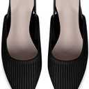 Slingback Flats for Women Pointed Toe Flats Breathable Knit Comfortable Dressy Casual for Work Office Ballet Flats (8.5, Black)