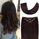 14" Clip in Hair Extensions Remy Human Hair for Women - Silky Straight Human Hair Clip in Extensions 50grams 4pieces Dark Brown #2 Color