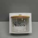 Coffee Filter Holder with Bamboo Lid, Clear Large Coffee Pod Holder for Counter, Coffee Filter Dispenser Basket, Glass K Cup Countertop Storage Container for Kitchen Cafe Bar Accessories