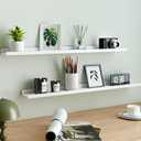 White Floating Shelves for Wall Decor, Long Wall Mounted Storage Shelf for Bedroom, Living Room, Bathroom, Kitchen, Nursery, Display Picture Ledge Shelf with Lip Set of 2-36 Inches, White, 35.4in