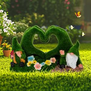 twinbling Garden Gnome Statue Heart-Shaped Moss Covered Outdoor Garden Decor Cute Gnomes Decorations for Home Patio Yard Balcony Lawn Decor Gifts for Mom Woman Grandma Dad