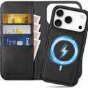 SHIELDON 2-in-1 Wallet Case for iPhone 17 Pro 6.3-inch 2025 | Genuine Leather, Detachable, Wireless Charging, Folio Magnetic, Kickstand, RFID Blocking Credit Card Holder, Shockproof Cover - Black