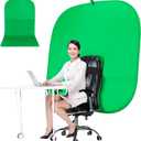 Portable Green Screen Chair, 59 in Greenscreen Backdrop with Stand Double Sided Foldable Green Background, Chroma Key, for Video Chats and Meetings, Photography, Photo Zoom, Streaming Games