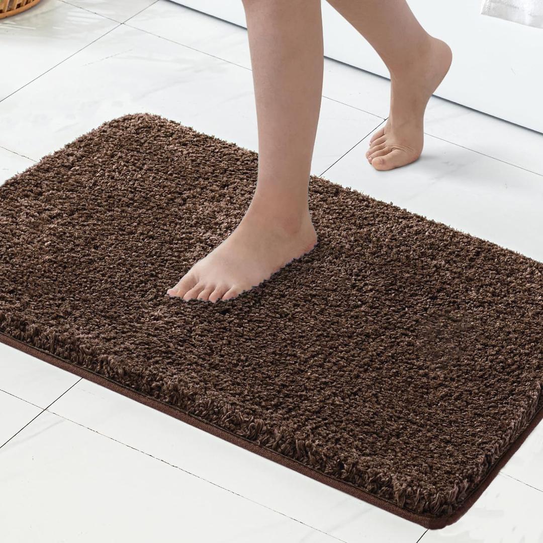 MIULEE Brown Bathroom Runner Rugs, Soft Absorbent Microfiber Long Bath Rugs Non Slip Quick Dry Fluffy Bath Mats for Bathroom Floor, Machine Washable, 24x40 Inch