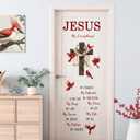 Yovkky Christian Cross Cardinal Memorial Wall Decals Stickers, Religious Red Birds Jesus is My God Home Bedroom Decor, Bible Verse Quotes Living Room Kitchen Decorations Art