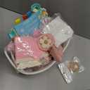 Baby Shower Gifts for Girls, 24 Piece Deluxe Baby Shower Gift Basket - Baby Girl Gift Basket with Swaddle, Rattle, Bath Towel, Brush, Car Seat Activity Toy & Milestone Cards for New Mom(Pink)
