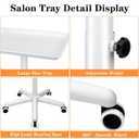 Salon Tray, Salon Rolling Tray with Adjustable Height, Salon Tray on Wheels, Salon Color Tray Ideal Use As Tattoo Tray, Medical Tray and Dental Tray, White