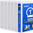 3 Ring Binder 1 Inch, ViVin Sturdy 1"-Round Ring Binder with 2 Interior Pockets, Clear View Cover, PVC-Free, Fits 200 Sheets of 8.5'' x 11'' Paper, Office Home School (8 Pack, White)