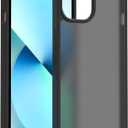 TENOC Phone Case Compatible with iPhone 13 & iPhone 14, Black Case Translucent Protective Bumper Matte Hard Back Cover for 6.1 Inch