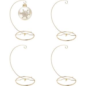 HOHIYA Christmas Ornament Display Stand 4 Pack 9.5" Gold Twist Wire Holders for 150mm/6inch Glass Terrarium Air Plant Halloween Xmas and Easter Decorations