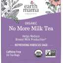 Earth Mama No More Milk Tea | Organic Herbal Tea Bags to Reduce Breast Milk Production, Stop Breastfeeding, & Wean Lactation Naturally, Postpartum Essentials, Decaf Tea With Hibiscus & Sage (15-Count)