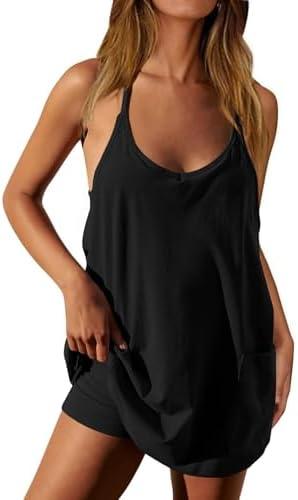 Ebifin Women's Summer Mini Dress Casual Workout Tennis Dress with Shorts Sleeveless Althletic Dresses XL