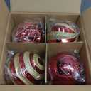 Jenaai 6 Inch Red and Gold Christmas Ball Ornaments 4 Pcs Large Glitter Texture Christmas Ball Decor Big Extra Large Shatterproof Hanging Ornaments for Xmas Tree Stairway Railings