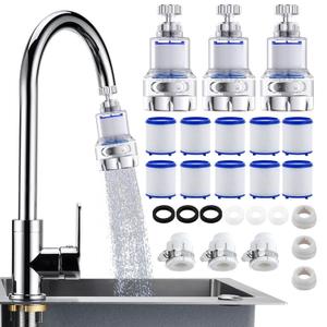 3 Pack Sink Water Filter Faucet, 360 Rotating Faucet Filter for Bathroom & Kitchen Sink, 3 Modes Bathroom Faucet Filter Removes Chlorine Fluoride Heavy Metals Hard Water for Home Kitchen & Bathroom