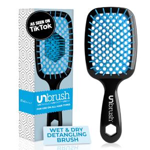 FHI Heat UNbrush Detangling Brush for Pain-Free Brushing on All Wet or Dry Hair Types  Durable DuoFlex Anti-Static Bristles, Lightweight Handle, Vented Hair Brush (1 Count (Pack of 1), Ocean)
