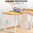 Laptop Bed Desk Height Adjustable, Bed Laptop Table with USB/Storage Drawer/Cup Holder/Tablet Stand/Book Shelf, Foldable Breakfast Tray Portable for Reading Writing, Bed, Sofa & Floor, Wood