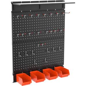 TORACK Garage Metal Pegboard with Accessories, Tools Organizer Peg Board with Pegboard Hooks, Bins, Tool Storage Pegboards for Wall(Black)