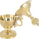 Needzo Brass Incense Burner with Lid, Catholic Church Supplies, 4 x 2.5 Inches