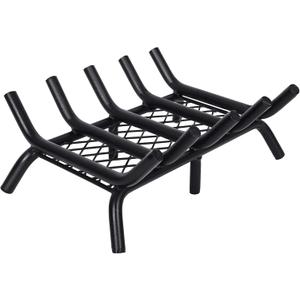 Fireplace Grate 17inch with Ember Retainer | Fireplace Log Grate with Heavy Duty Solid Round Steel 3/4 Bar | No Assembly Required Hearth Grate for Firepit Firewood Log Indoor Wood Stove Burning