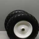 4.80/4.00-8" Wheelbarrow Tire, 16" Flat-Free Solid Tire and Wheel, 3" Centered Hub, 5/8" Axle Bore Hole, for Garden Wagon Cart Trolley Dolly Lawn Mover Go Kart Replacement (Pack of 2)