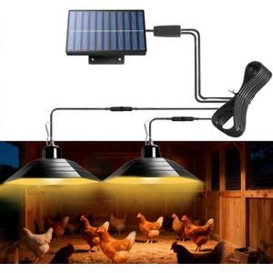 4800mAh Solar Chicken Coop Light with Timer, 3/5/8H Remote, Chicken Coop Accessories, Dual Lamps 58 LED, 3 Brightness Levels, 19.6ft Cords, IP54 Waterproof Light for Sheds Barns Farm Stables