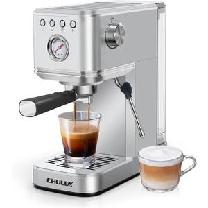 CHULUX Kompatto Espresso Machine 20 Bar with Milk Frother, Stainless Steel Automatic Espresso Coffee Machine for Home Latte & Cappuccino Maker, 40oz Removable Water Tank, 1350W