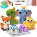 Allaugh Crochet Kit for Beginners Kids: 6pcs Cute Animal Crochet Set Knitting Gift for 8-12 Year Old - Easy to Learn with Step-by-Step Video Tutorials Hook Yarn for Crocheting - DIY Birthday Presents