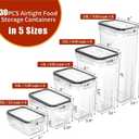 PRAKI 30 Pack Airtight Food Storage Containers for Kitchen Pantry Organizers and Storage, Plastic Kitchen Storage Canisters with Lids,Cereal, Flour & Sugar Containers - Labels, 6 Spoon & Marker