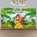 5 x 3ft A Little King is On The Way Backdrop for Baby Shower Party Supplies Jungle Safari Baby Shower Backdrop Lion Banner for Party Decorations (Green)