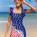 Girls Swimsuit Ruffle Solid One Piece Bathing Suits 7-18 Years | Teen Bathing Suits for Girls Ruched Sleeveless Girls' Swimwear