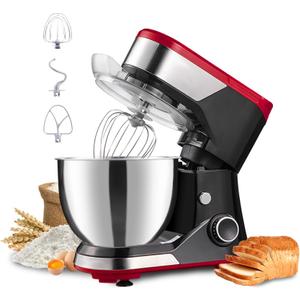 P'rich Electric Stand Mixer Guard 8 Speeds With Whisk, Red