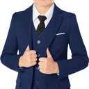Boys Formal Suit 5 Piece Set, Toddler Tuxedos for Wedding, Suits for Teens Boy Dress School Clothes (8, Navy Blue)