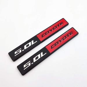 2 x 2X 5.0L Coyote Emblems, 3D Trim Fender Hook Trunk Badge Decals Stickers (Black-red)
