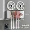 iHave Toothbrush Holders Bathroom Decor with Toothpaste Dispenser, 2 Cups Toothbrush Holder Wall Mounted Bathroom Accessories
