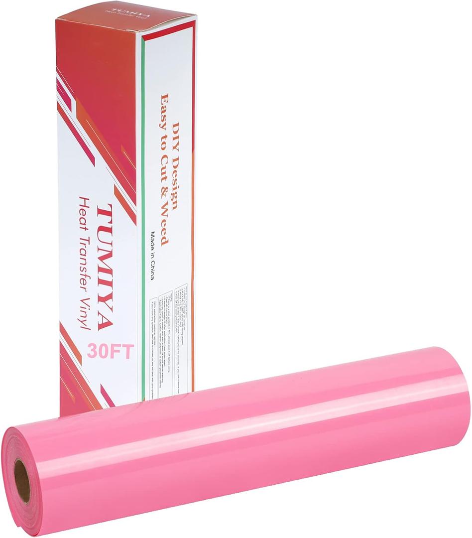 TUMIYA HTV Heat Transfer Vinyl Rolls - 12 x 30 Ft HTV Vinyl, Pink Iron on Vinyl DIY Design for T-Shirt (Pink)
