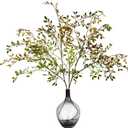 Ttranewsoo Artificial Greenery Stems, 43.3" Nandina Branches Tall Faux Plant Stems for Vase, Greenery Decor Stems Leaves Bunches for Shop Garden Office Home Décor,2Pcs,Orange