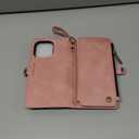 Defencase for iPhone 16 Pro Magnetic Wallet Case Compatible with Magsafe with RFID Blocking Zipper Strap Card Holder for Women Men PU Leather Detachable Case for iPhone 16 Pro (6.3 inches), Rose Pink