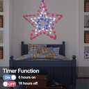 4th of July Patriotic Red White and Blue Decorations Lights, 3 Layers of 14 inch Star Lights with Rotatable Function, Metal Frame Memorial Lights with Remote, 8 Modes & Timer for Home Décor(2PACK)