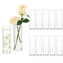 Hewory Cylinder Glass Bud Vases: Set of 9 Small Clear Skinny Single Flower Vase for Centerpieces - Minimalist Bulk Vases for Wedding Birthday Bridal Shower Party Events Table Decor, 5.91"(H)×1.8"(D)