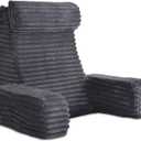 22" XL Back Pillow for Bed Sitting Up with Armrests & Big Pockets