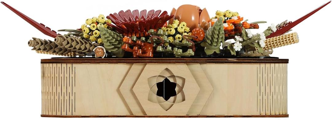 Wooden Vase Kit for LEGO 10314 Dried Flower Centerpiece, Natural Wood, Rectangular Shape, Farmhouse Style, Perfect for Home Decor