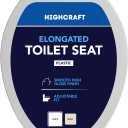 HIGHCRAFT Premium Elongated Toilet Seat with Adjustable Hinges - Molded Plastic Toilet Seat - Fits Standard Elongated Toilets - Oval Seat in White